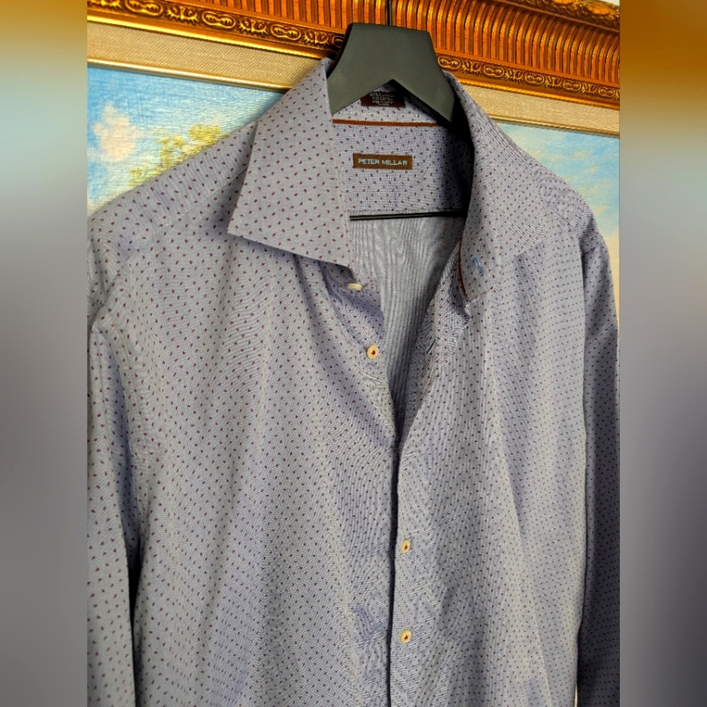 Peter Millar Blue Teardrop Pattern Shirt